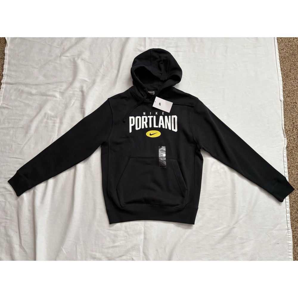 NEW Nike Club Fleece Hoodie Pullover Men's Small Black Portland Oregon FJ1670